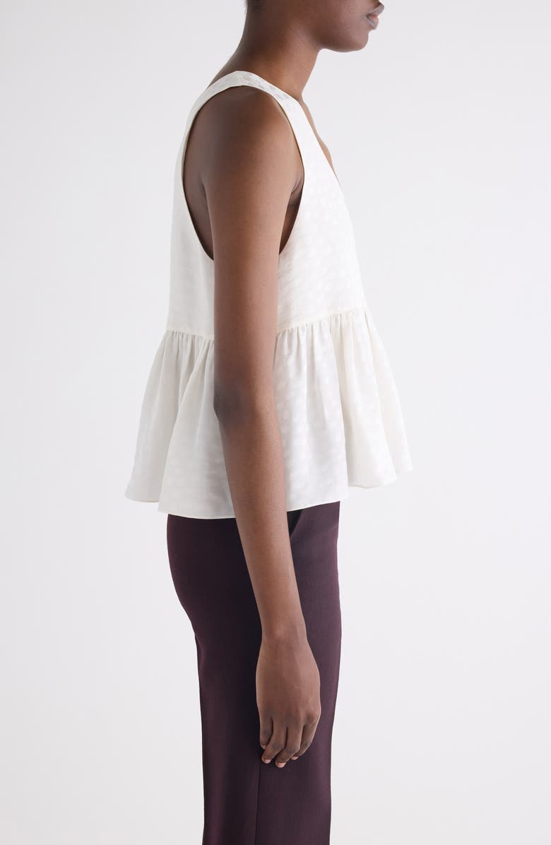 Chloé Polka Dot Jacquard Organic Silk Crêpe de Chine Tank, Alternate, color, Iconic Milk