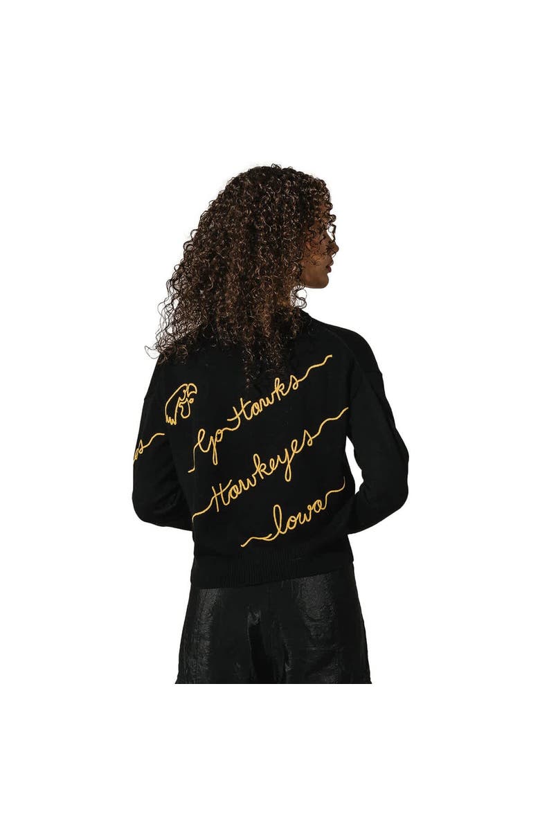 KADYLUXE Women's Black Iowa Hawkeyes Love Note Embroidered Pullover Sweater, Alternate, color, 