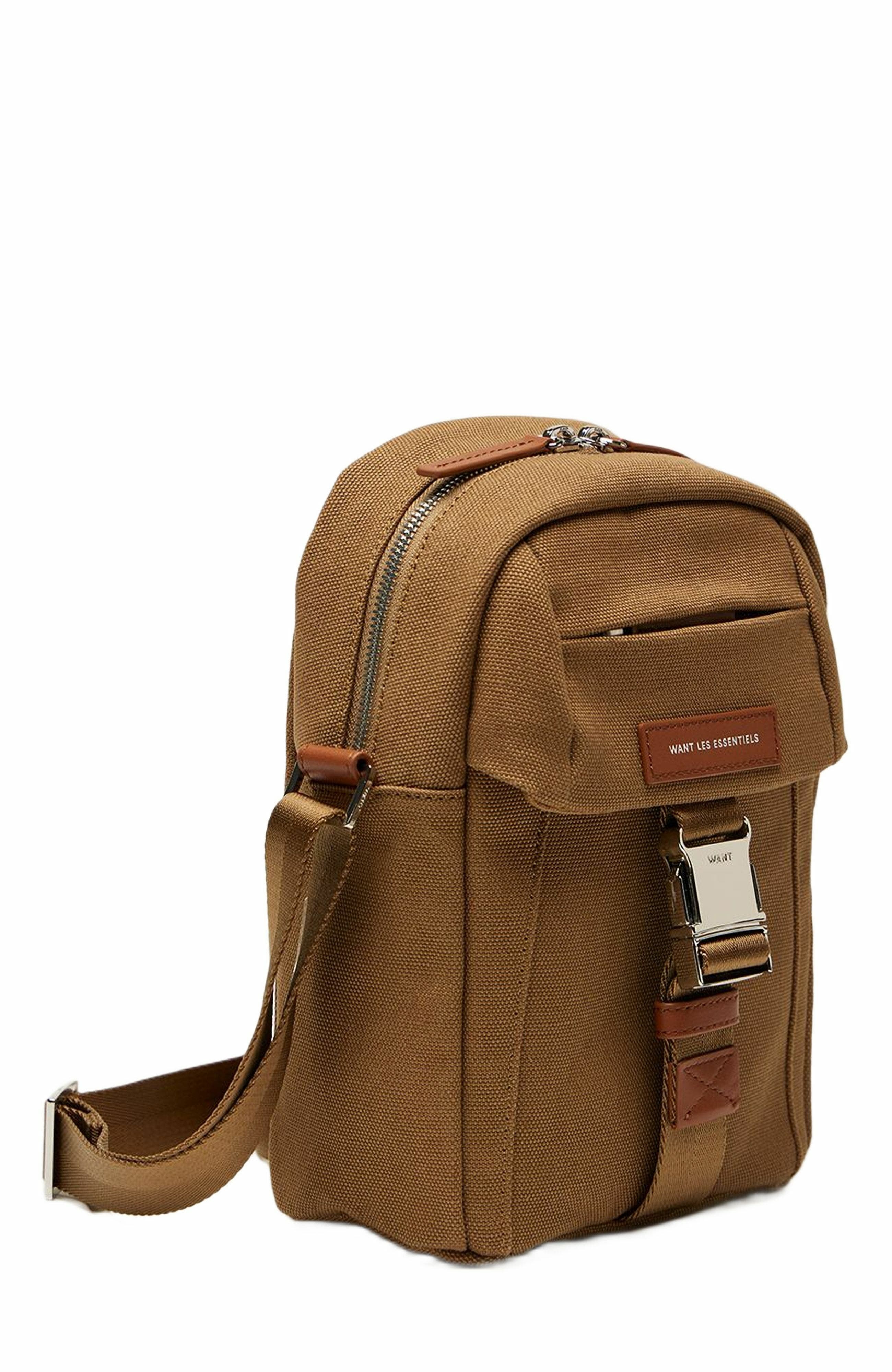 WANT Les Essentiels Brantford Organic Cotton Canvas Crossbody Bag, Alternate, color, Dark Camel
