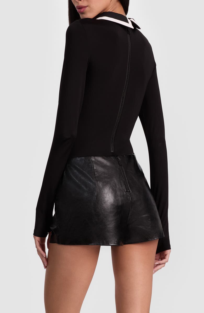 Alice + Olivia Keenan Polo Bodysuit, Alternate, color, Black