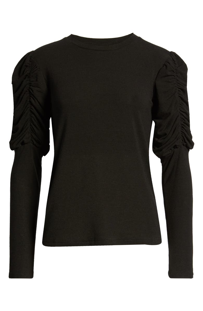 English Factory Ruched Long Sleeve Top, Alternate, color, Black