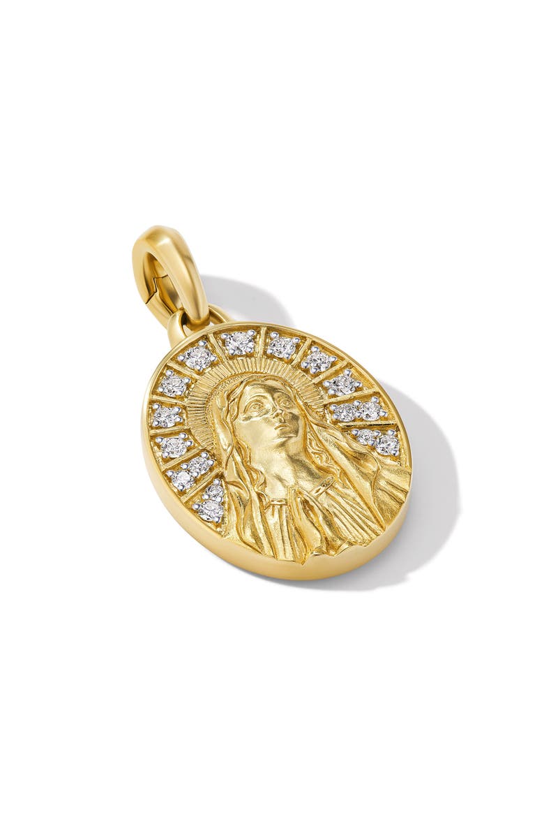 Mary Amulet in 18K Yellow Gold with Diamonds, Alternate, color, 18K GOLD