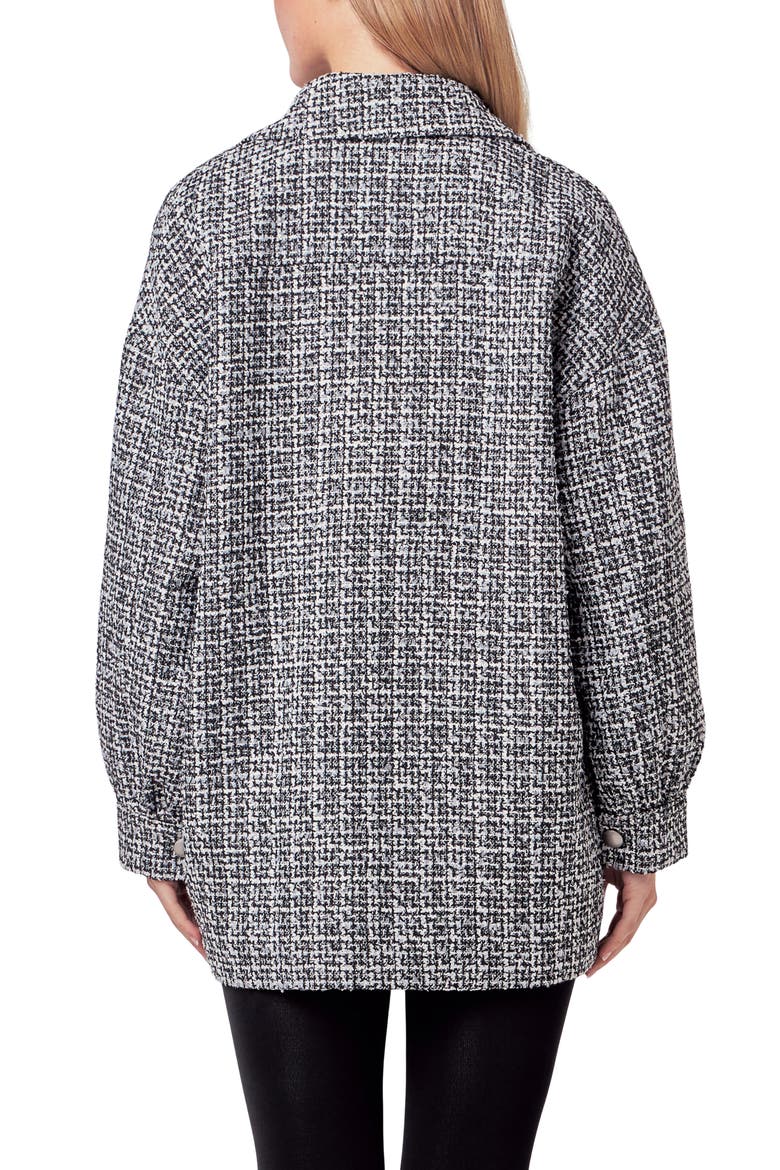 Tweed Button-Up Shirt Jacket, Alternate, color, BLACK/ WHITE