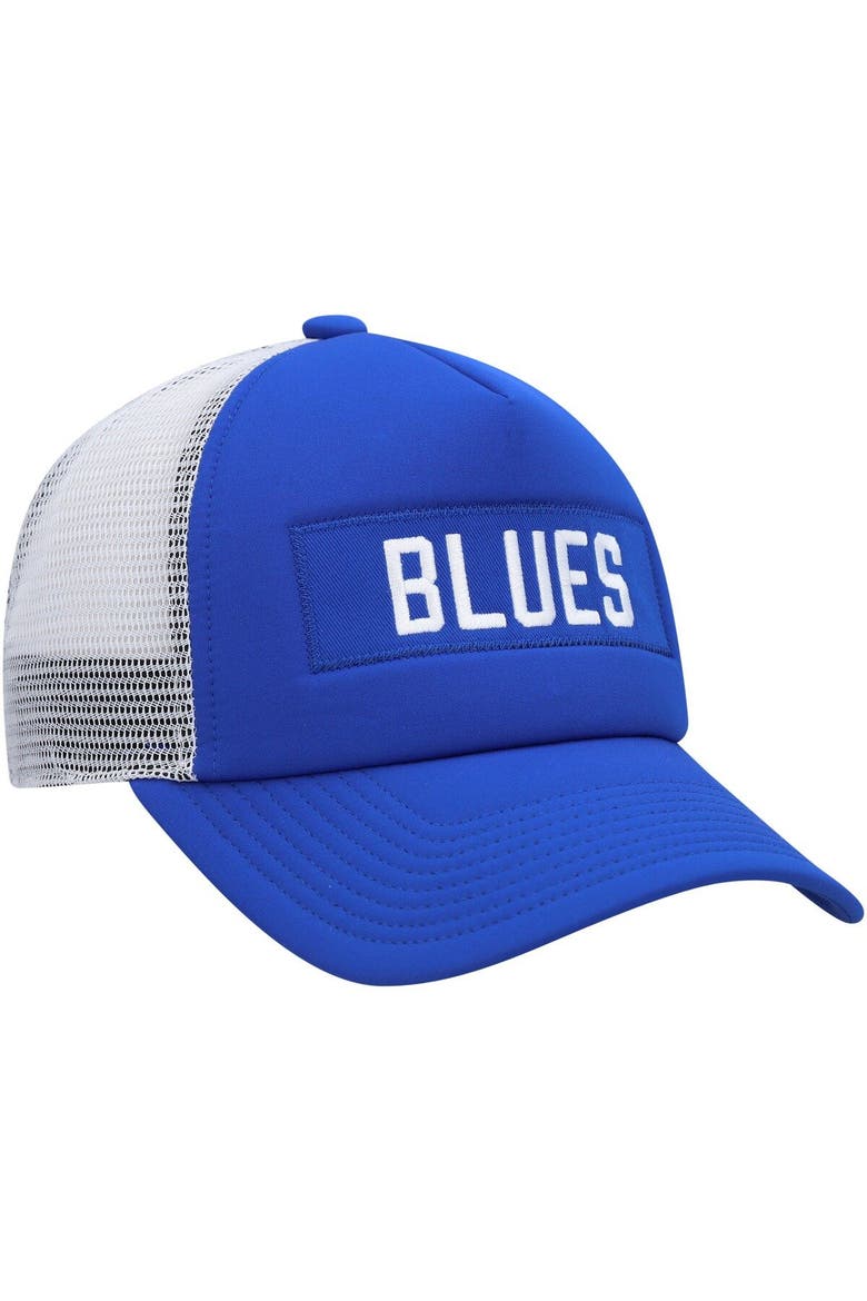 Men's adidas Blue/White St. Louis Blues Team Plate Trucker Snapback Hat, Alternate, color, Blue