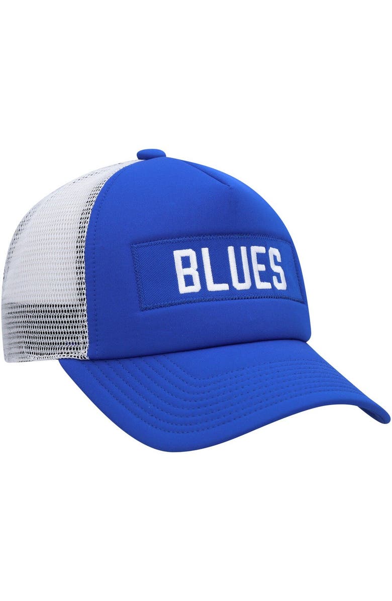 adidas Men's adidas Blue/White St. Louis Blues Team Plate Trucker Snapback Hat, Alternate, color, Blue