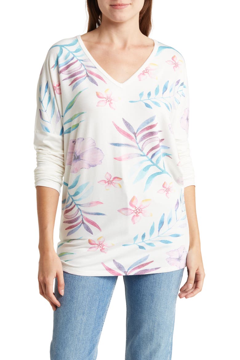 V-Neck Long Sleeve Top, Main, color, BEETROOT PURPLE