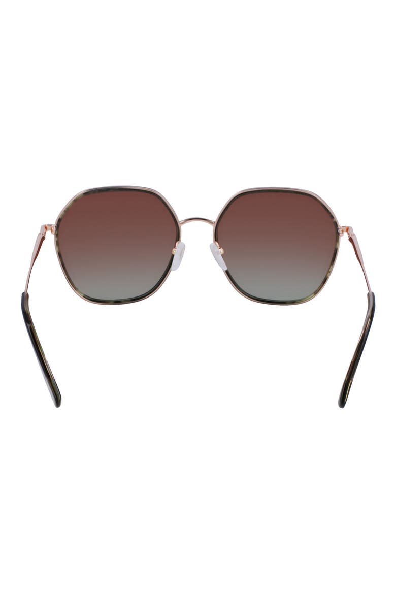 Roseau 58mm Gradient Rectangular Sunglasses, Alternate, color, ROSE GOLD/ GREEN CAMOU