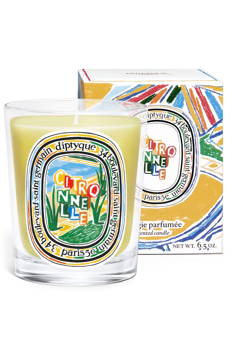 Diptyque Citronnelle Lemongrass & Orange Blossom Scented Candle, Main, color,