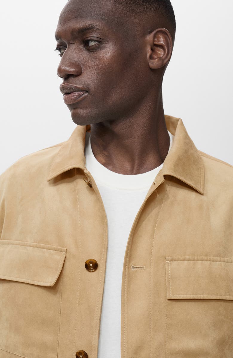 MANGO Faux Suede Jacket, Alternate, color, Beige