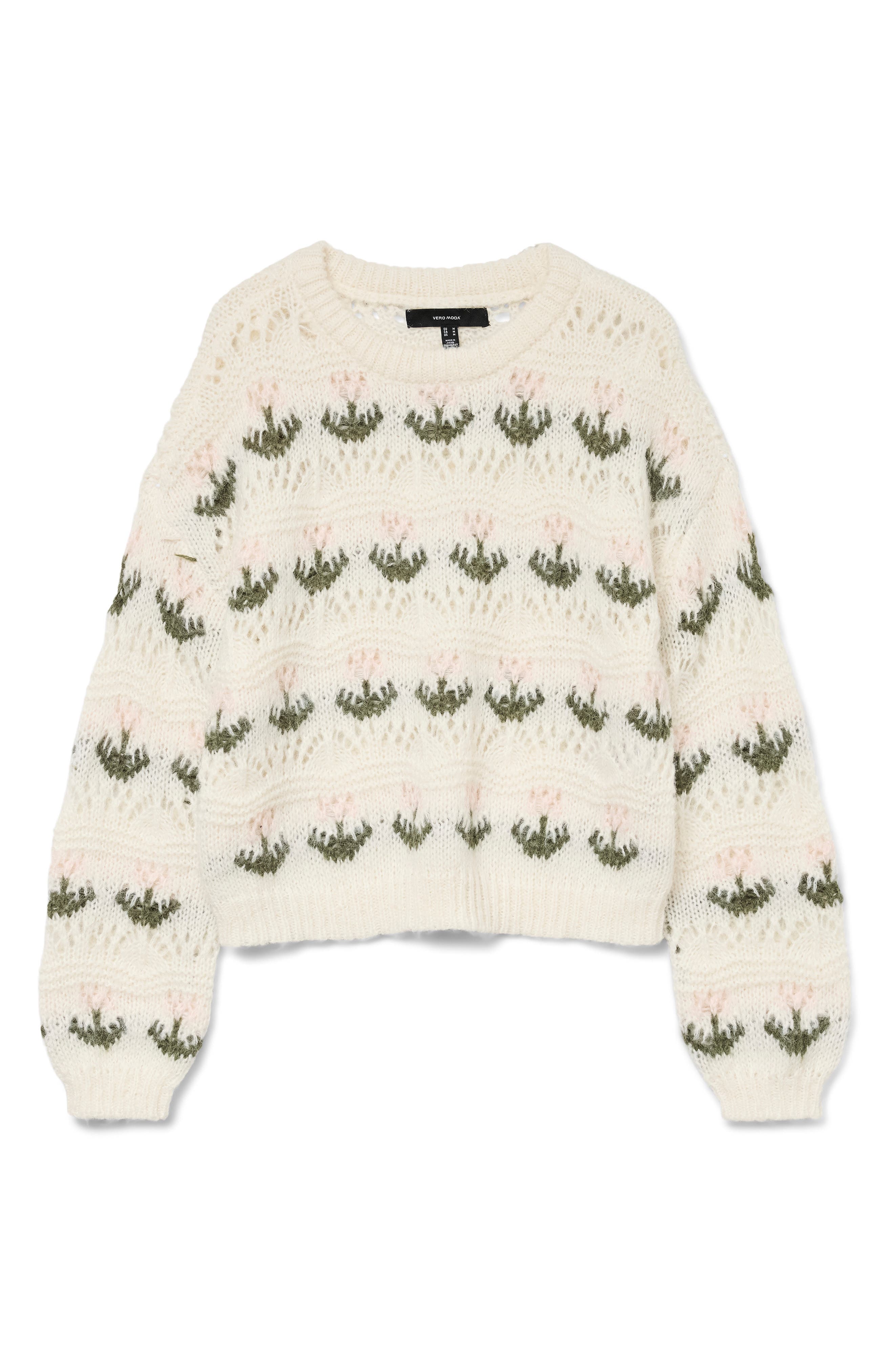 VERO MODA Delle Embroidered Pointelle Sweater