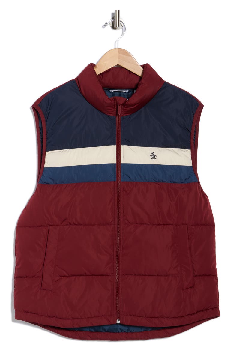Colorblock Puffer Vest, Alternate, color, CABERNET
