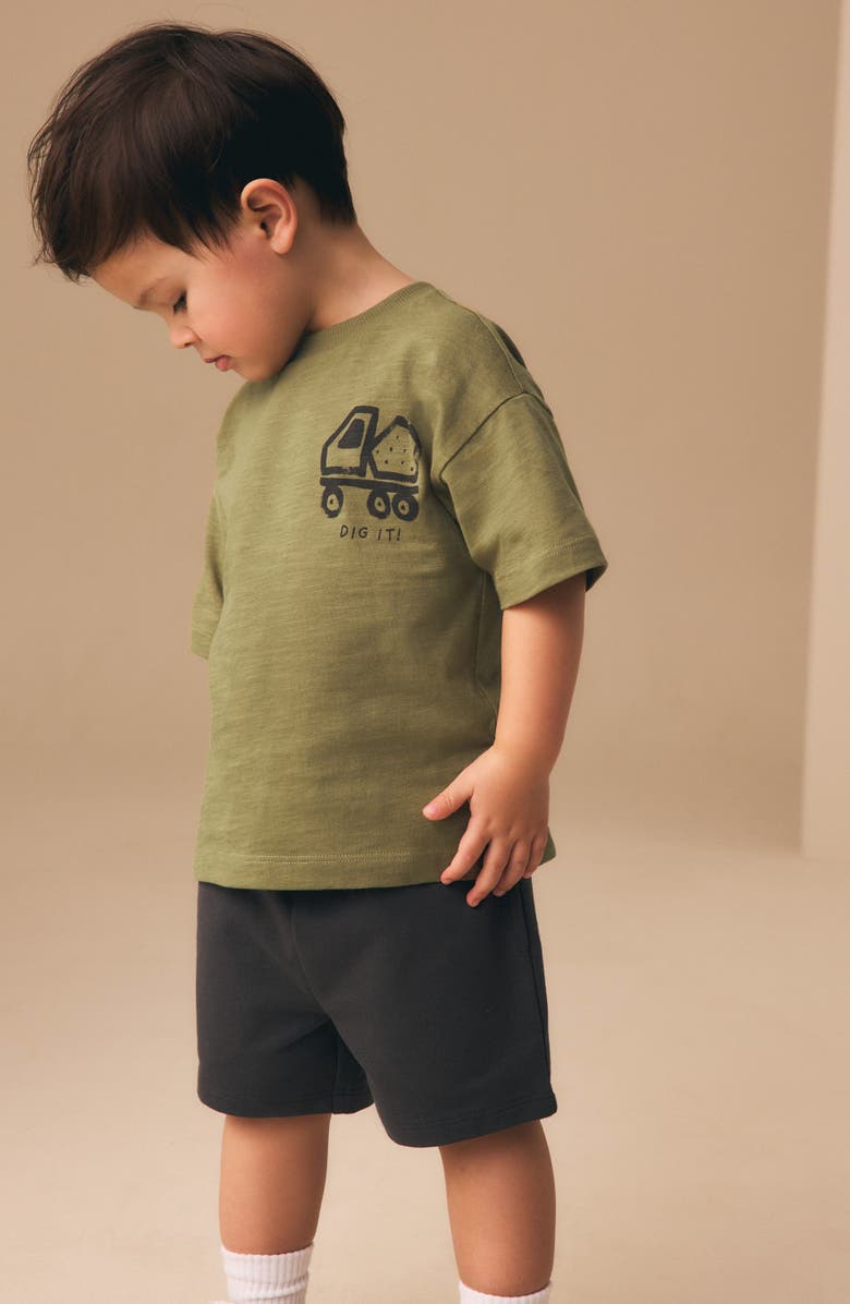 NEXT Kids' Digger Graphic T-Shirt & Shorts Set, Alternate, color, Green