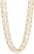 NORDSTROM RACK Multilayered Faux Pearl Chain Necklace