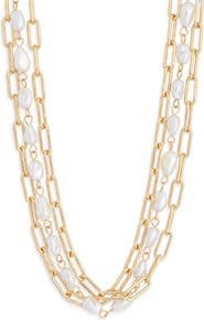 NORDSTROM RACK Multilayered Faux Pearl Chain Necklace