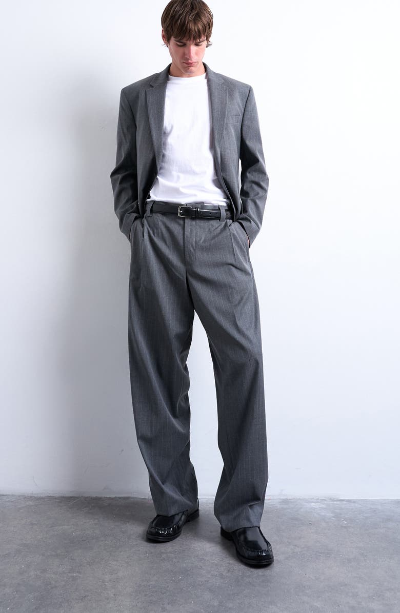 Topman Straight Leg Suit Pants, Main, color, Charcoal