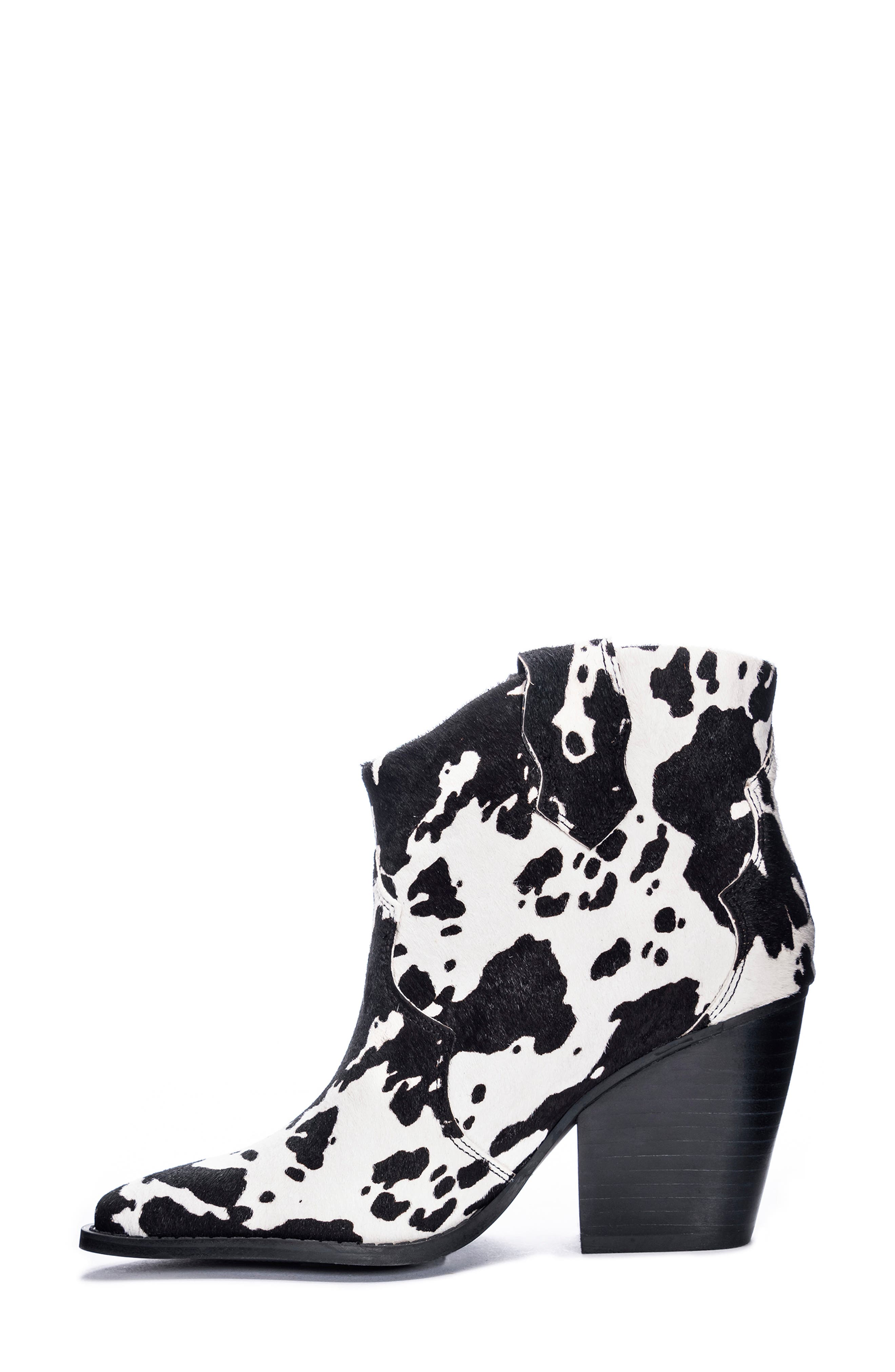 Chinese Laundry Bonnie Bootie, Alternate, color, Black/ White Cow Print