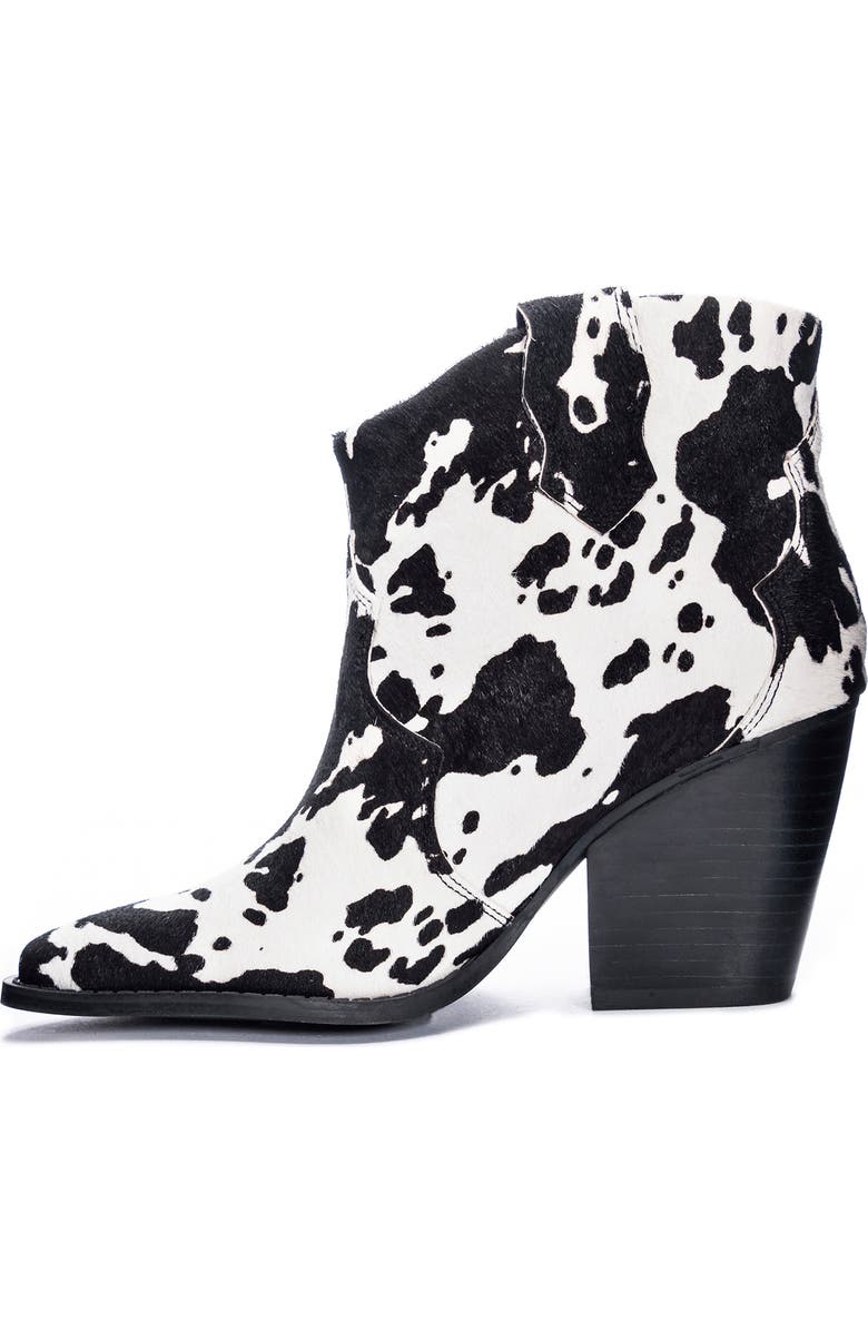 Chinese Laundry Bonnie Bootie, Alternate, color, Black/ White Cow Print