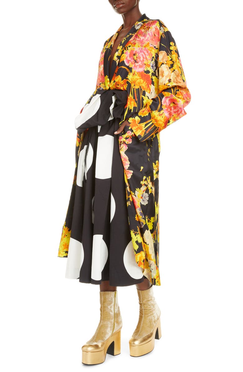 Dries Van Noten Floral Wrap Long Sleeve Dress, Alternate, color, 