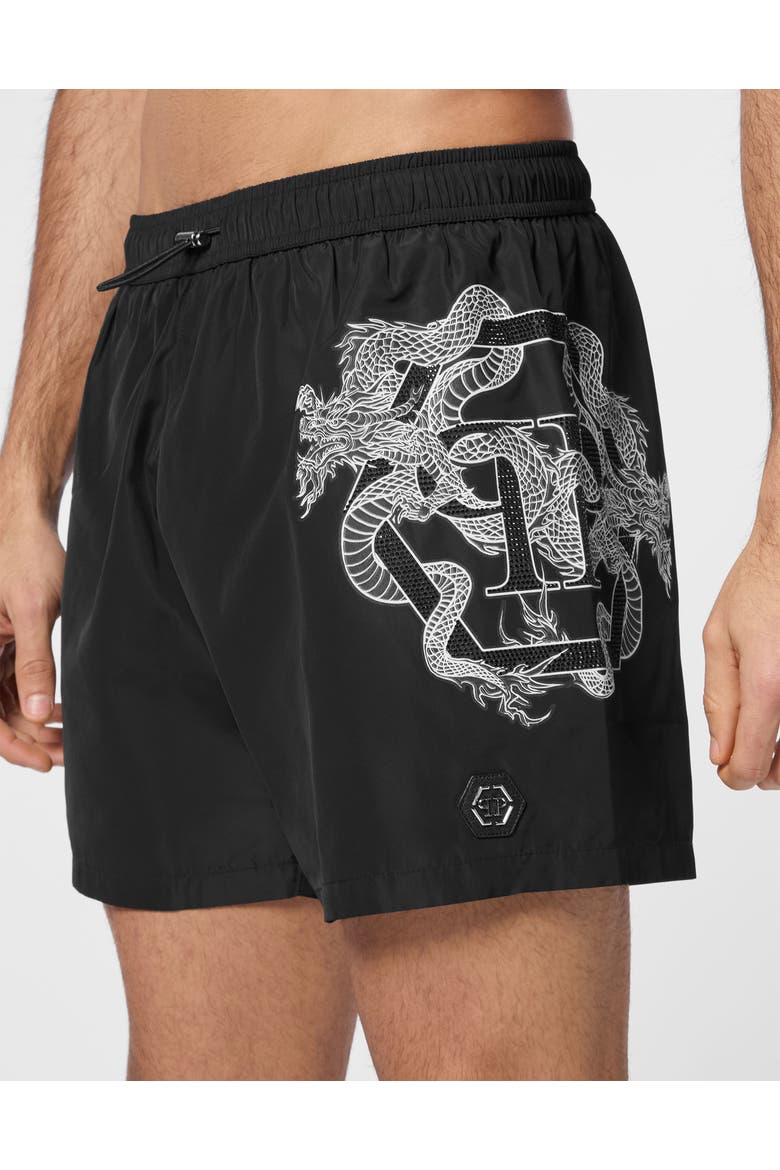 Beachwear Short Trousers Dragon Men, Alternate, color, black