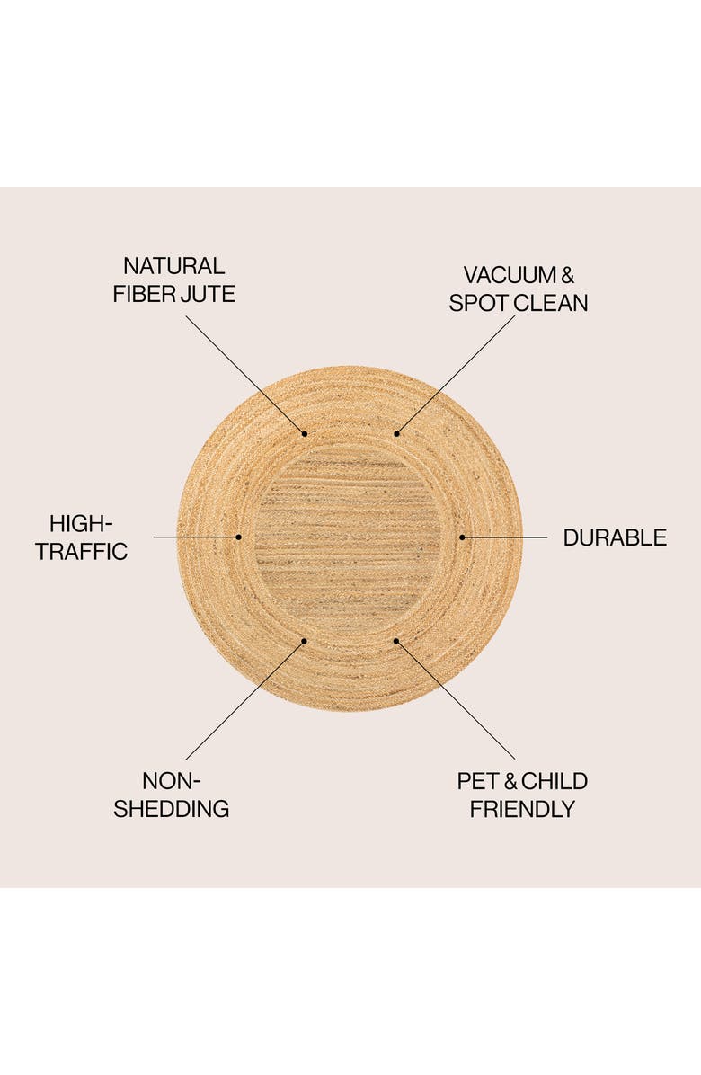JONATHAN Y Harmony Boho Jute Circle Round Area Rug, Alternate, color, Natural