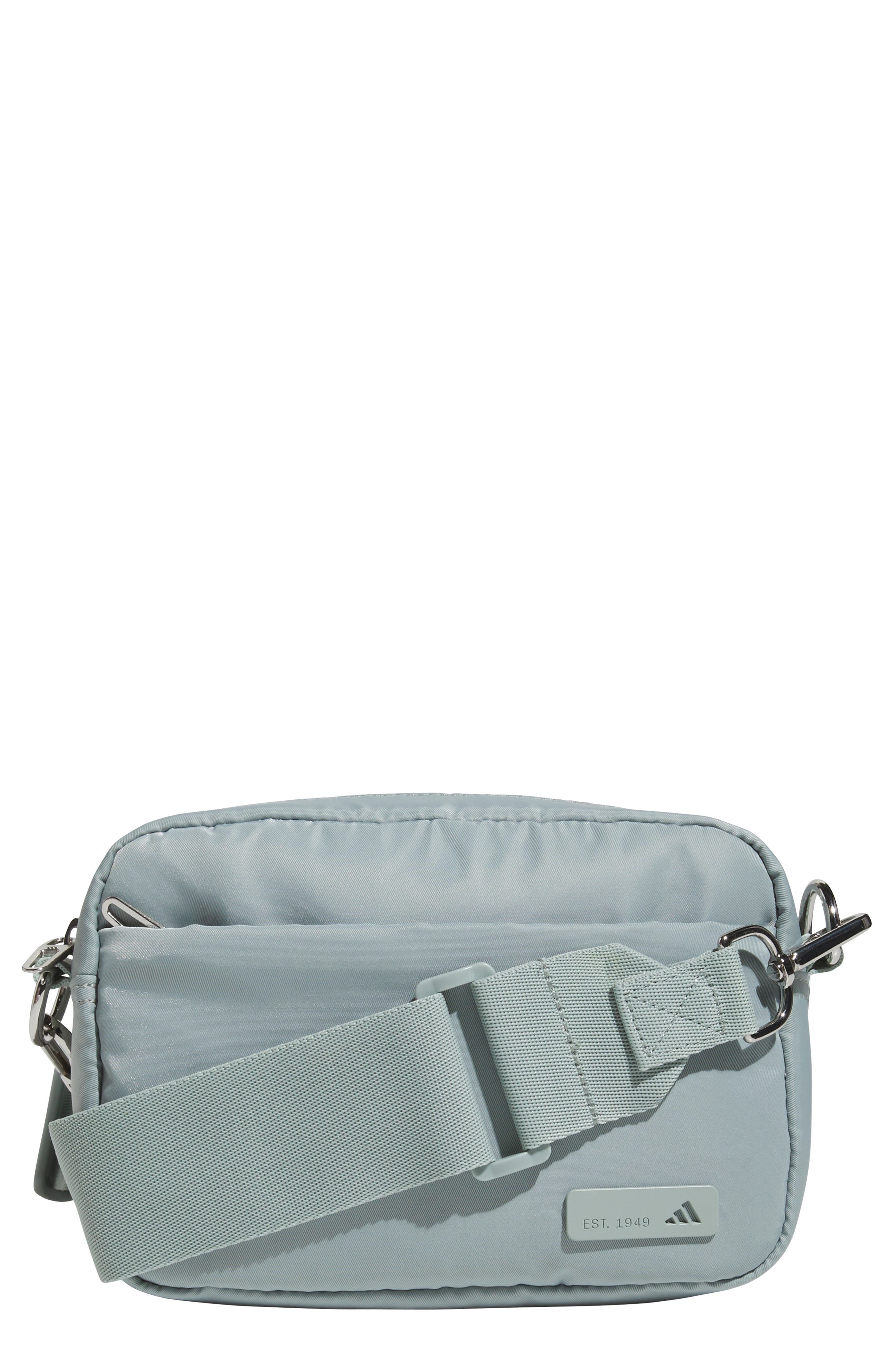 adidas Luxe Satin Crossbody Bag, Main, color, Wonder Sage Green/ Silver
