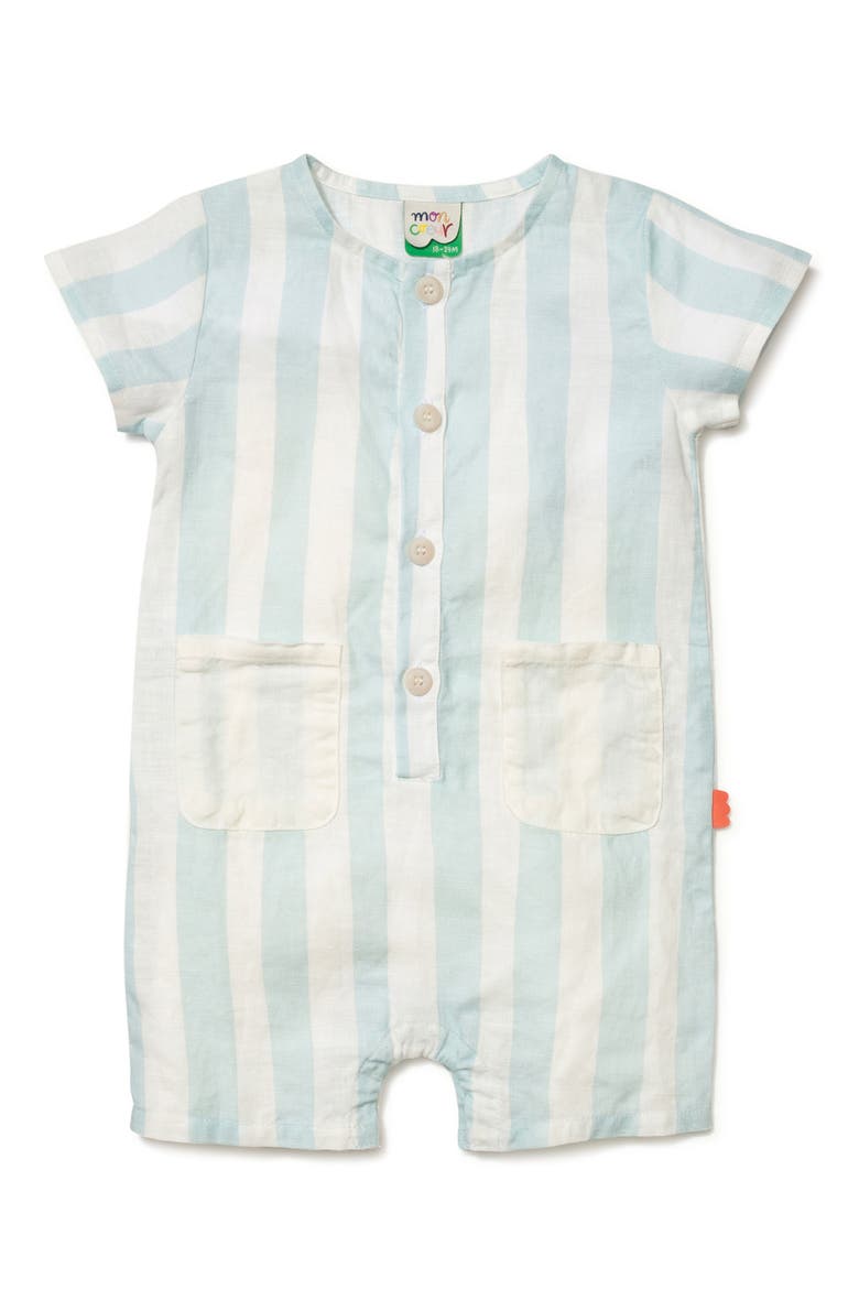 Linen & Cotton Pocket Romper, Main, color, ICED AQUA