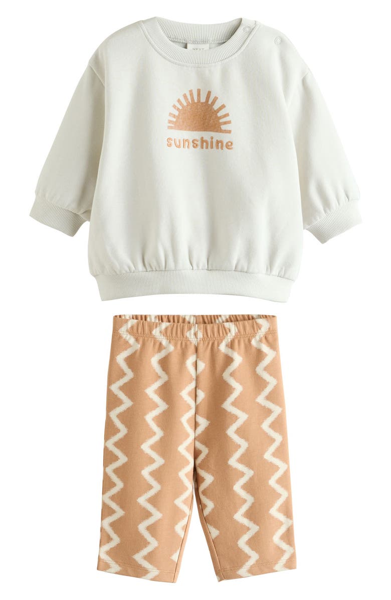 NEXT Sunshine Sweatshirt & Print Pants Set, Main, color, Orange Multi
