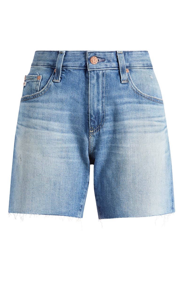 AG Becke High Waist Raw Hem Denim Shorts, Alternate, color, 