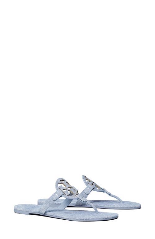 Tory Burch Cut-out Leather Flat Sandals In Blue Cloud
