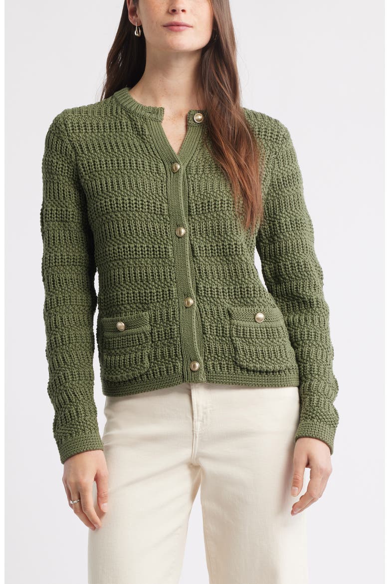 Textured Sweater Jacket, Main, color, GREEN SORREL