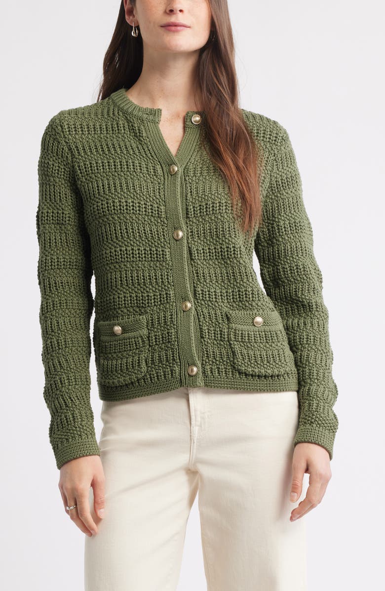 Caslon<sup>®</sup> Textured Sweater Jacket, Main, color, Green Sorrel