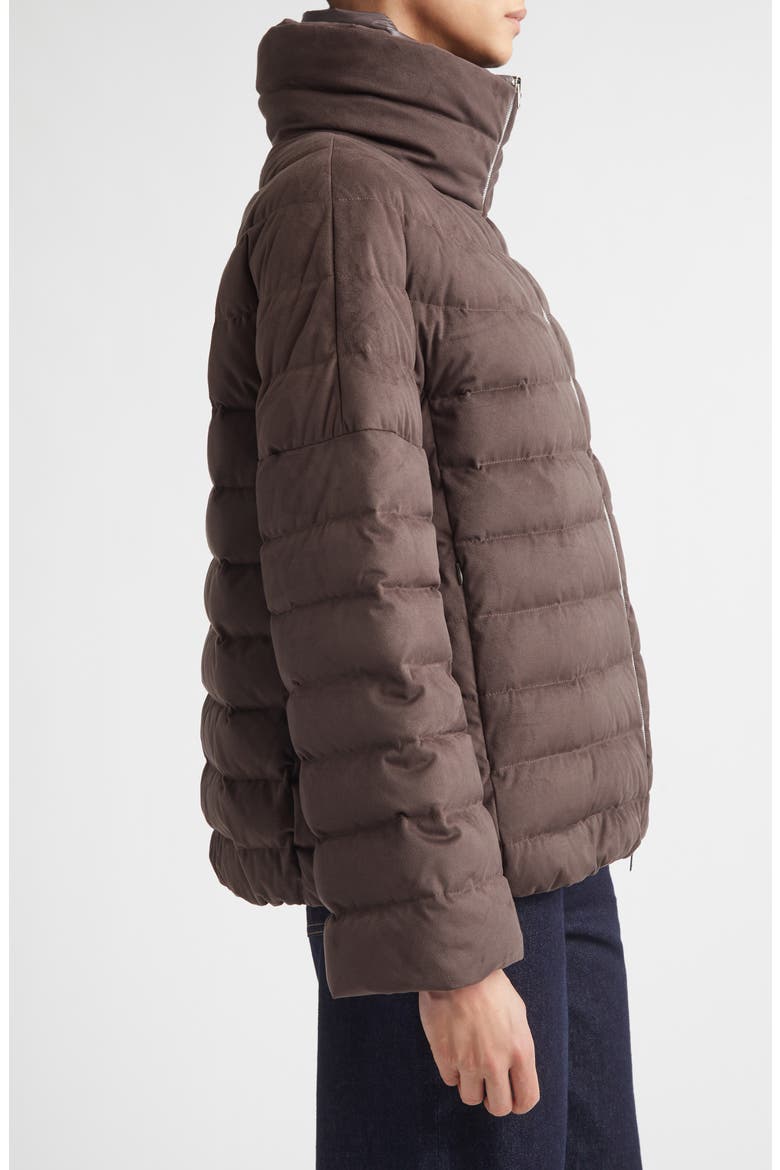 Faux Suede Quilted Down Puffer Jacket, Alternate, color, 8993 MARRONE SCURO
