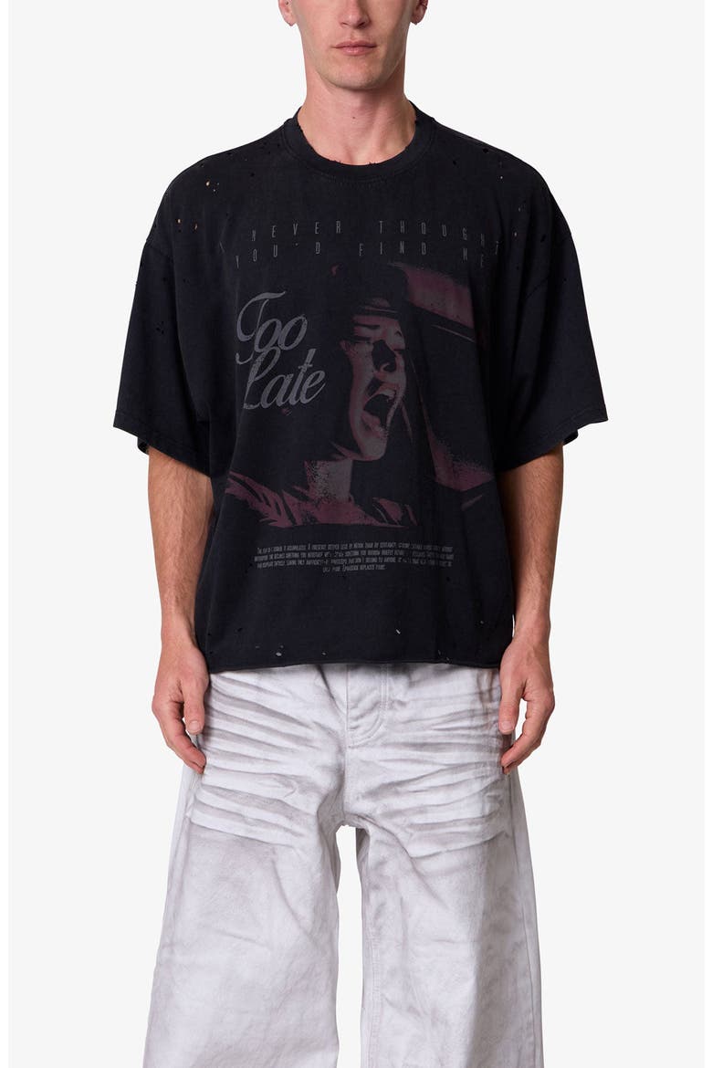 Too Late Distressed Graphic T-Shirt, Main, color, WASHED BLACK