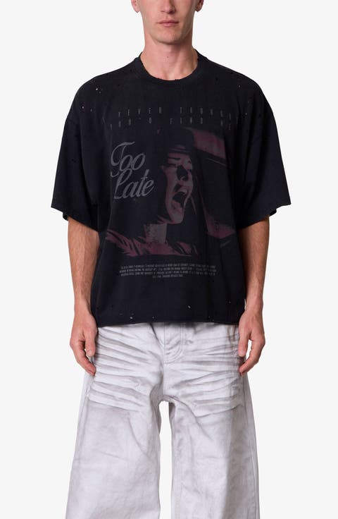 Too Late Distressed Graphic T-Shirt