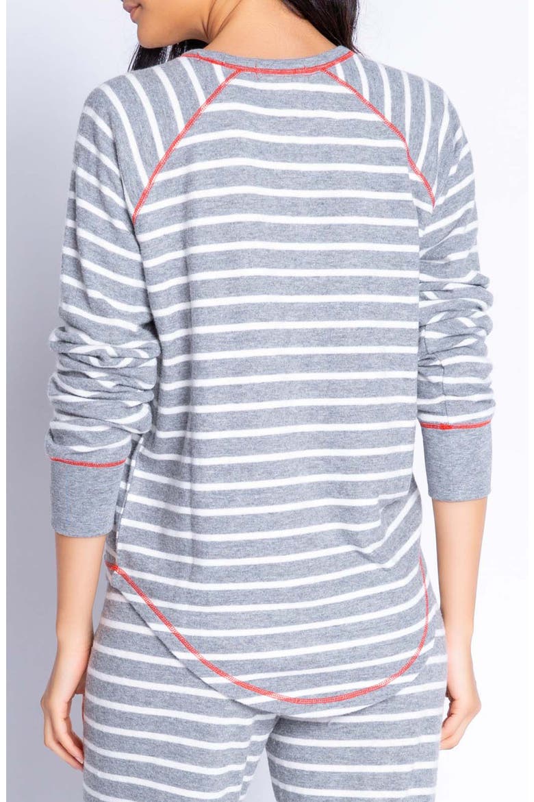 Joyful Stripe Pajama Top, Alternate, color, HEATHER GREY