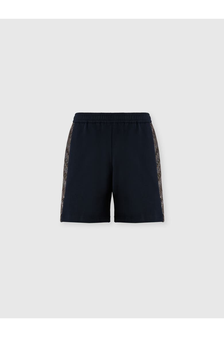 Cotton Fleece Shorts With Zigzag Insert, Main, color, Beige& White