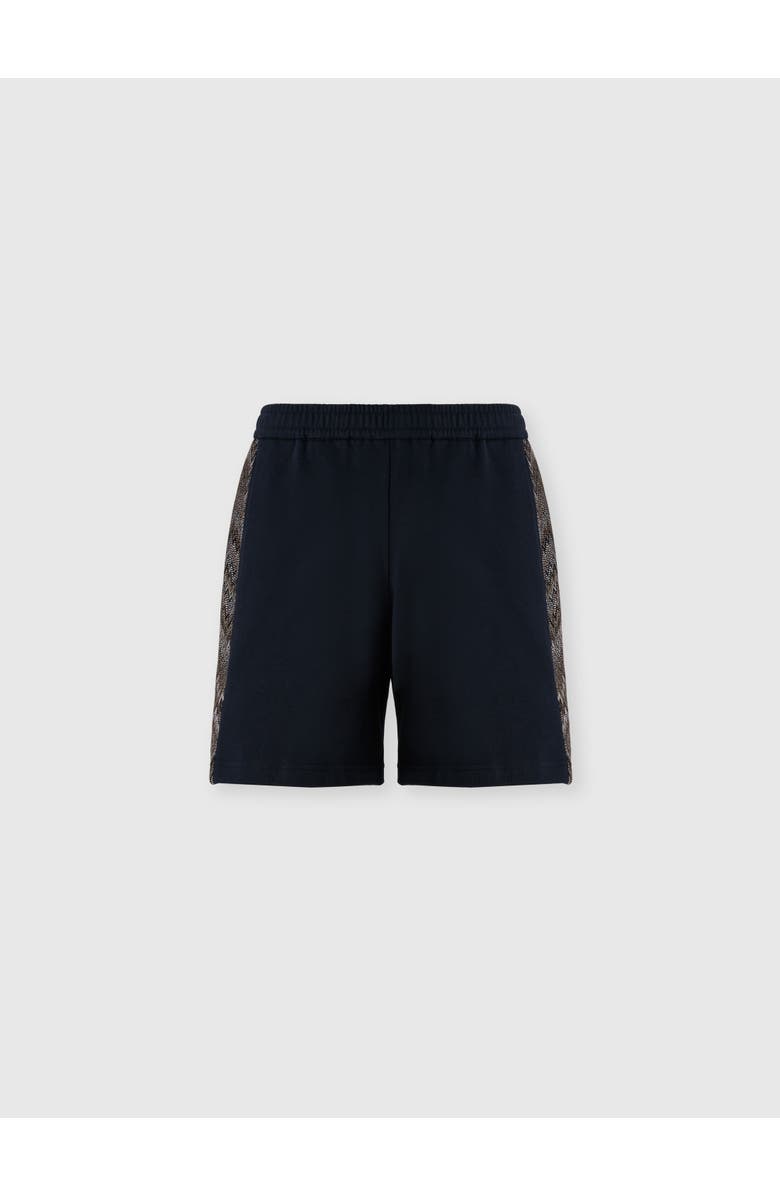 Missoni Cotton Fleece Shorts With Zigzag Insert, Main, color, Beige& White