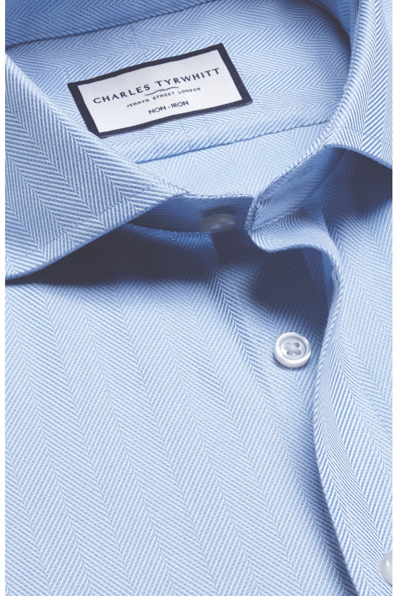 Cutaway Collar Non-Iron Herringbone Shirt, Alternate, color, Sky Blue