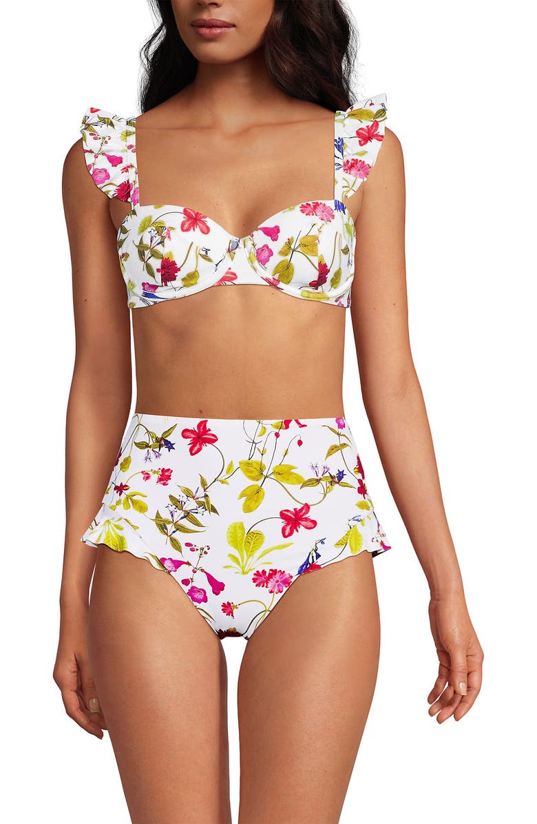 Lands
End Balconnette Underwire Bikini Top, Alternate, color, White Multi Garden Floral