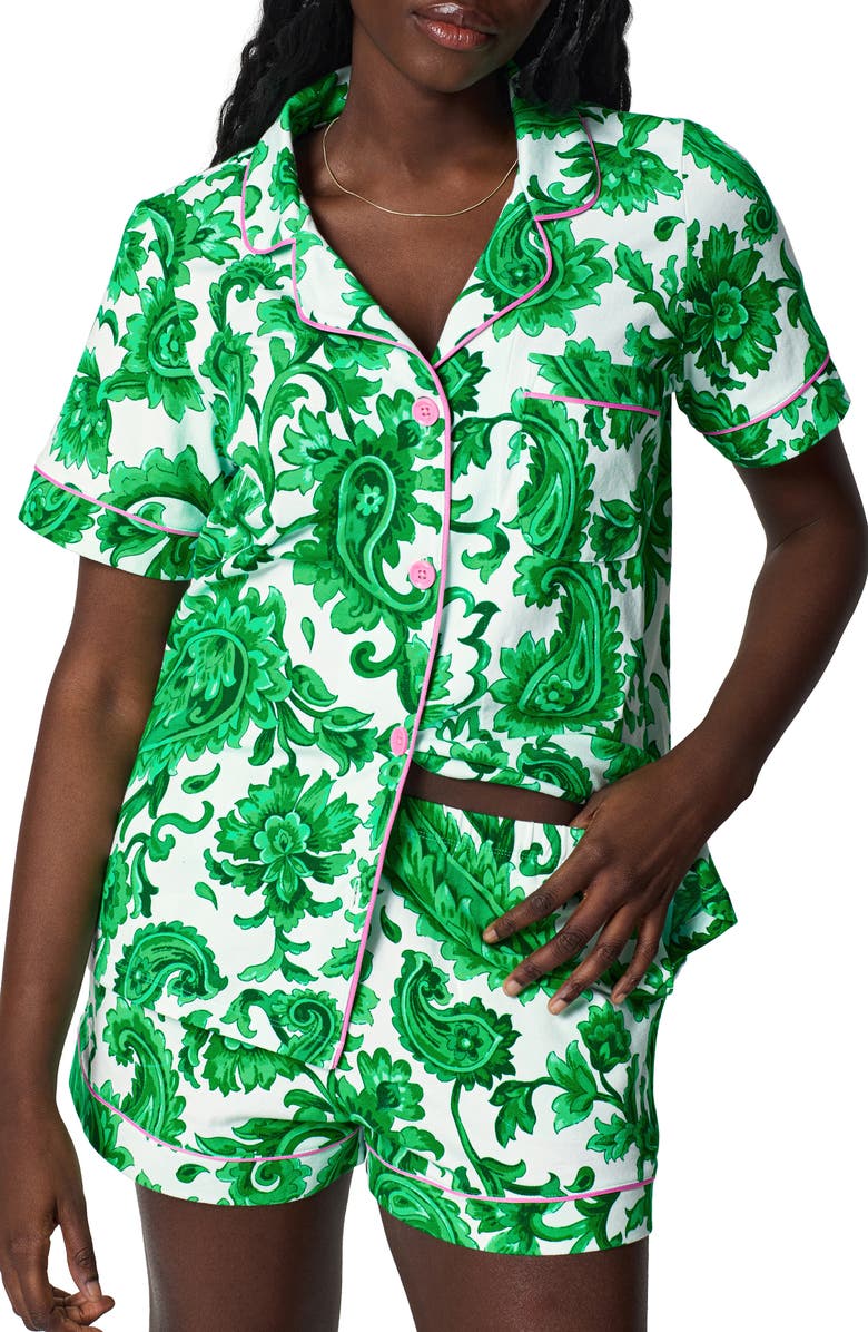 BedHead Pajamas Print Stretch Organic Cotton Short Pajamas, Alternate, color, Sorrento Verde