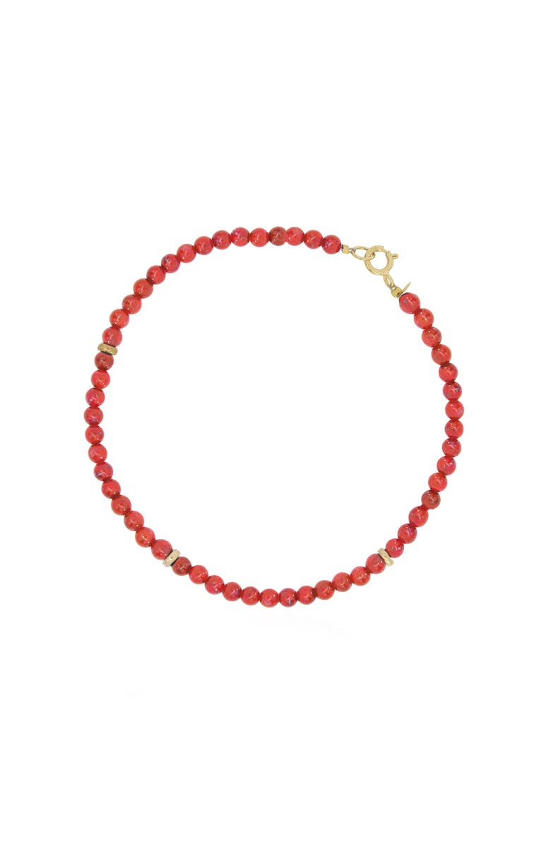 The Lovery Fine Jewelry Coral Round Bead Bracelet, Main, color, Coral