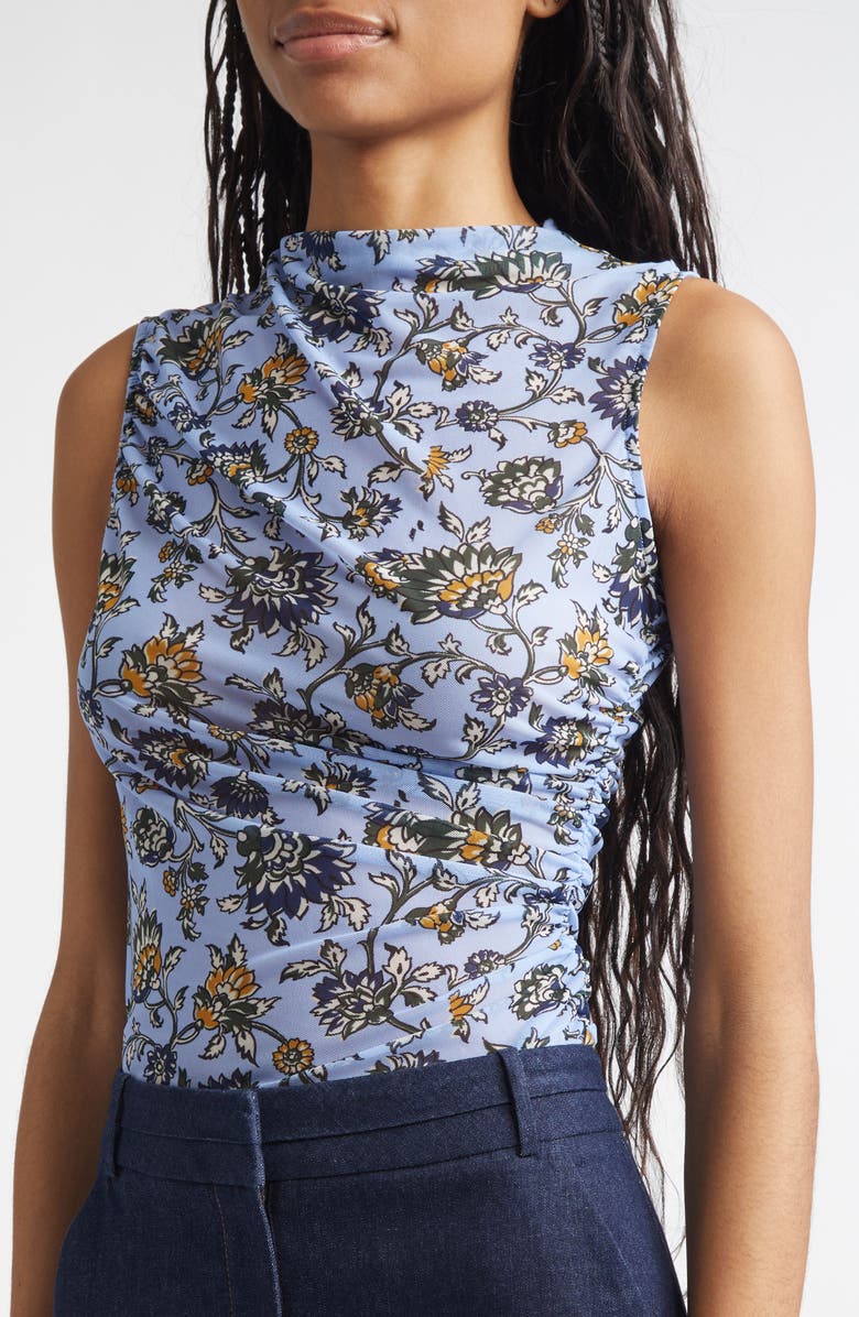 Veronica Beard Sylviani Print Sleeveless Top, Alternate, color, Ice Blue Multi