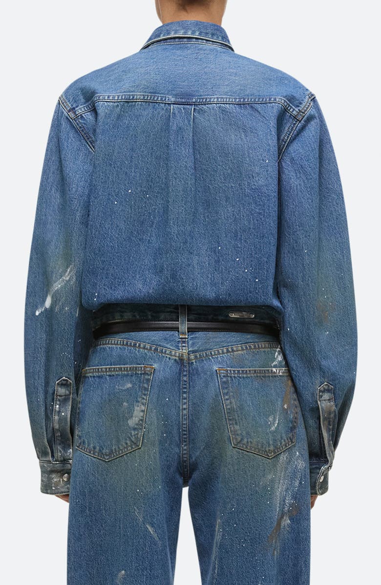 Helmut Lang Snap Front Denim Shirt Jacket, Alternate, color, Mid Indigo Painter