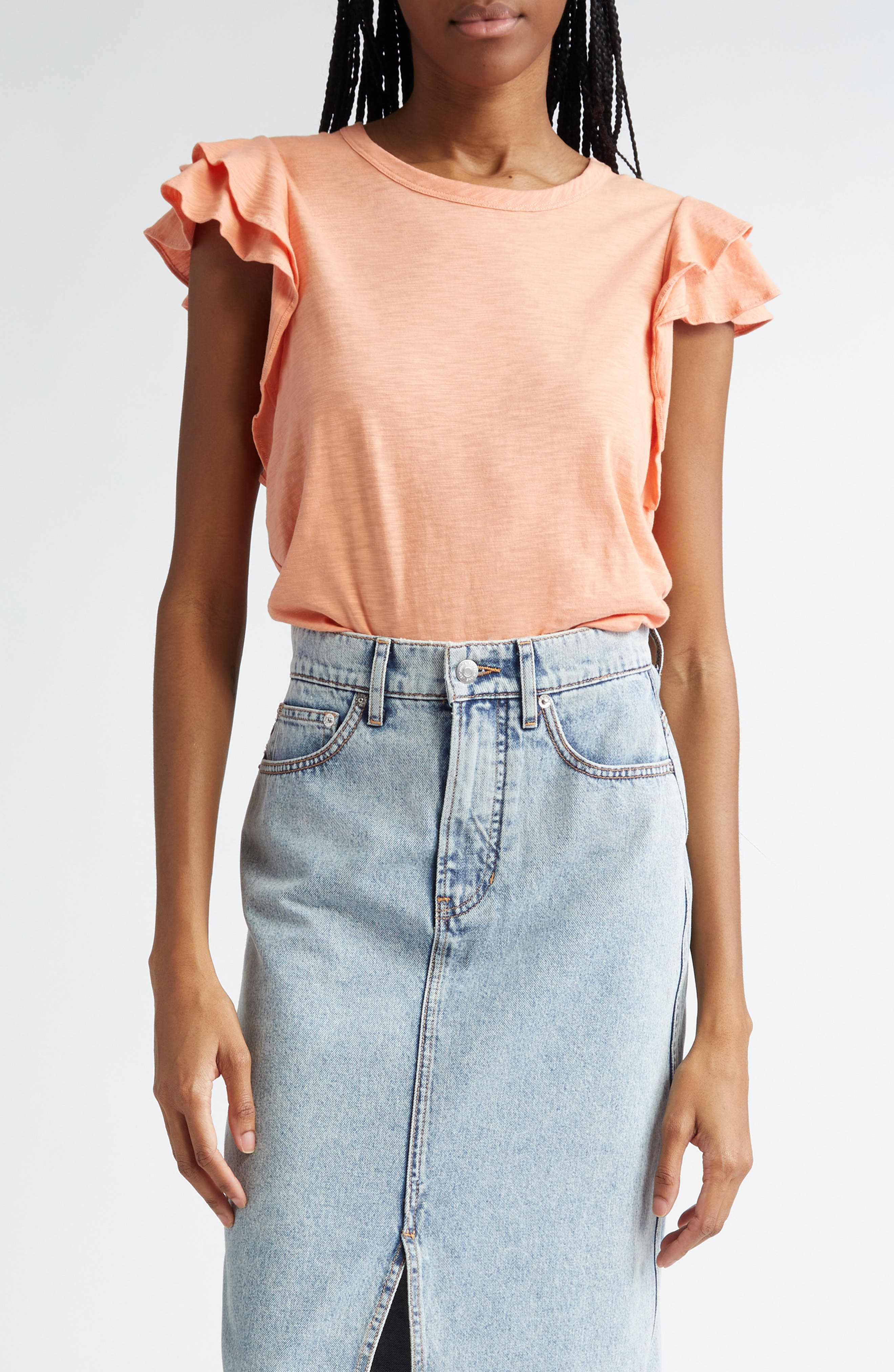 Akeela Double Ruffle Sleeve Cotton Top