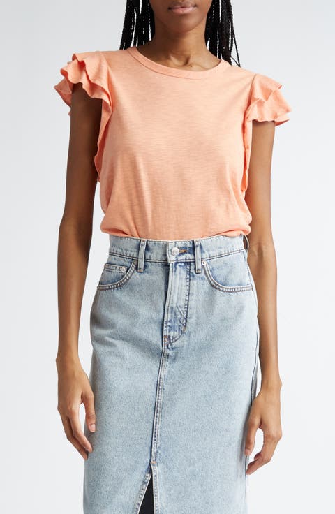 Akeela Double Ruffle Sleeve Cotton Top