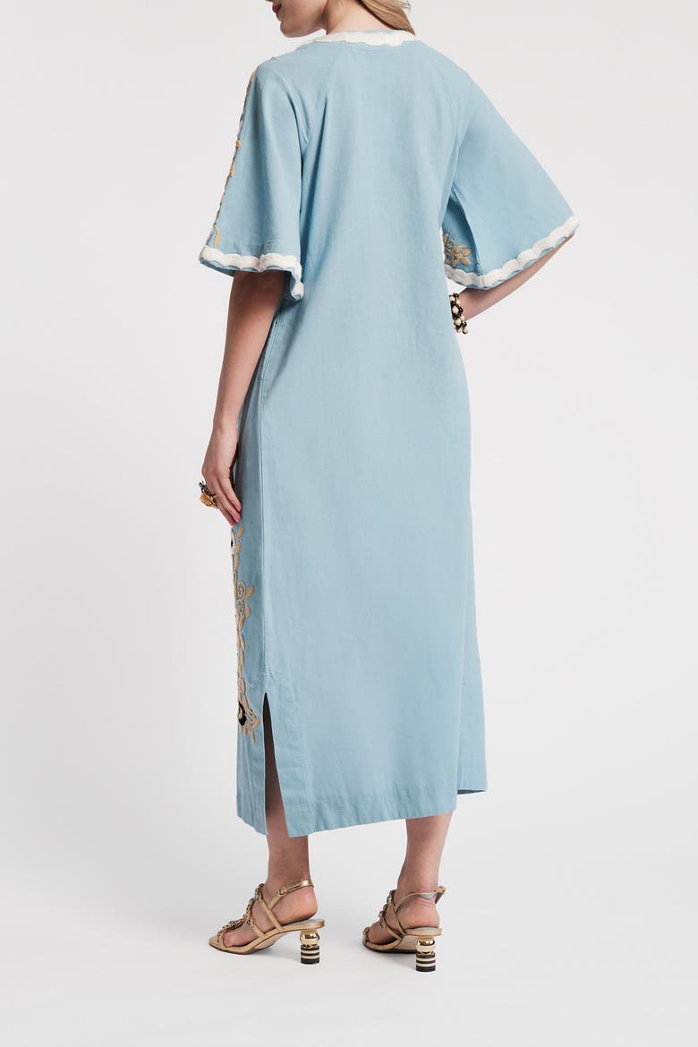 Peacock Caftan, Alternate, color, Light Blue/Multi
