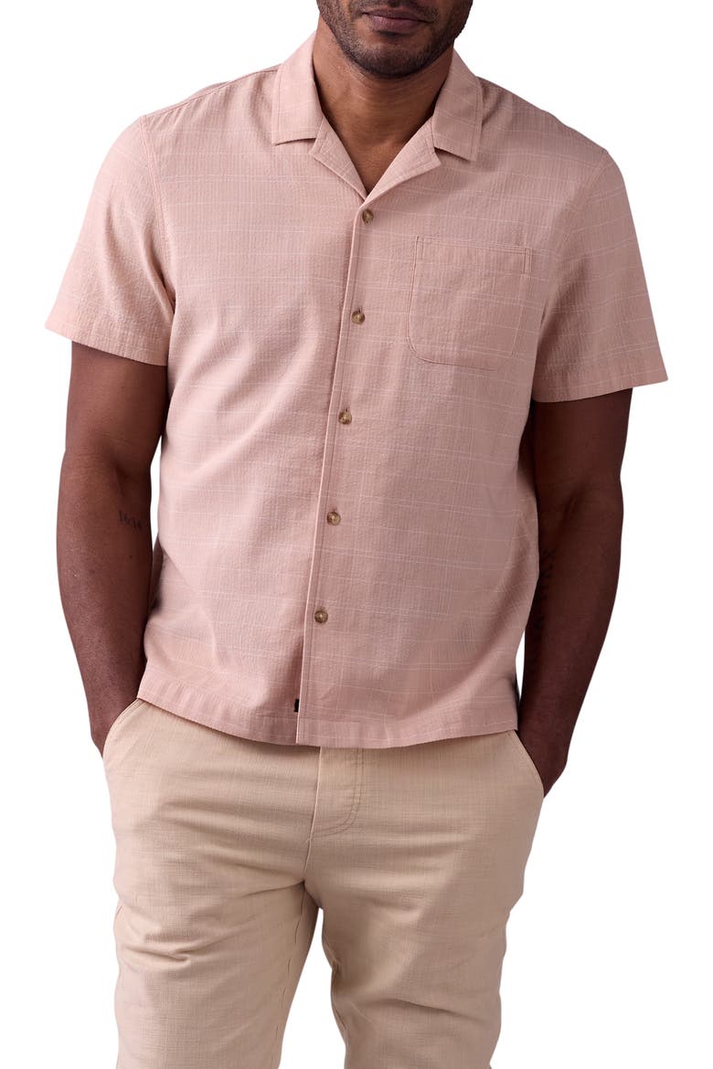 Freshwater Cotton Camp Shirt, Main, color, DUSTY ROSE DOBBY