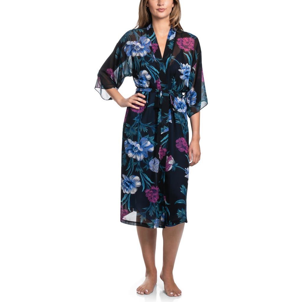 In Bloom By Jonquil Delphine Floral Chiffon Midi Robe In Black