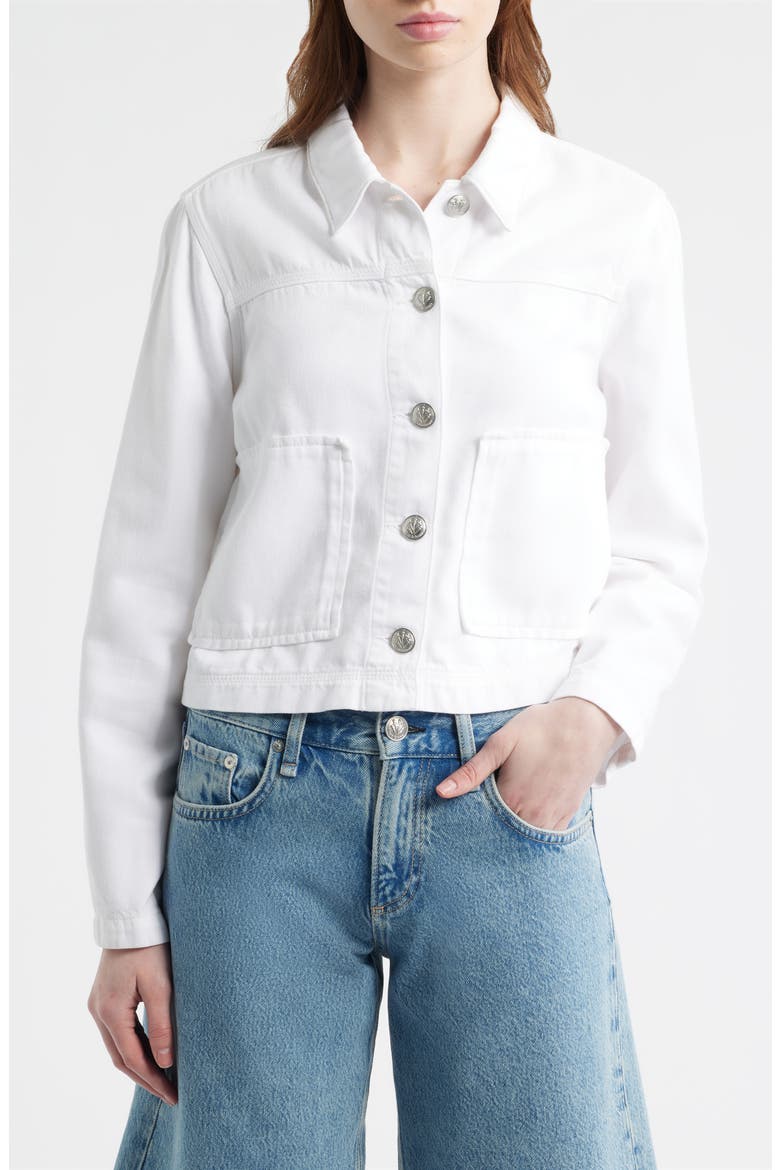 Featherweight Adrianna Denim Trucker Jacket, Alternate, color, WHITE