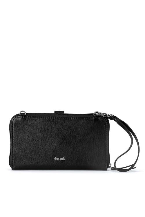 The Sak Iris Smartphone Crossbody In Black Leaf Emboss
